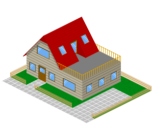 Pixel-Art: Einfamilienhaus
