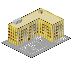 Schule im Pixel-Art-Stil